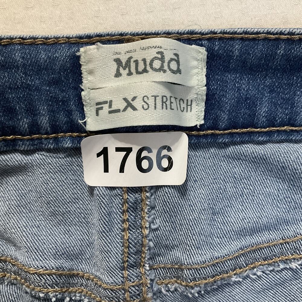 Mudd Women Shorts 3 Blue Denim Cutoff FLX STRETCH Distressed Frayed 2” Inseam - Picture 2 of 10